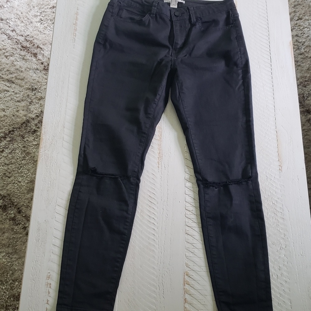 Black faux leather jeans
